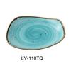 Yanco China LY-110TQ Lyon Turquoise Glazed Porcelain 10.5in Freeform Plate 