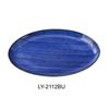 Yanco China Lyon Blue Glazed Porcelain 12in x 8.25in Oval Platter - 1dz - LY-2112BU 