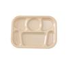 Yanco China NS-803T Nessico Tan Melamine 13in x 9.5in 6 Compartment Plate - 1dz 