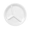 Thunder Group CR710W 10-1/4in White 3 Compartment Melamine Plate - 1dz 
