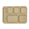 Thunder Group 10in x 14-1/2in Sand 6 Compartment Melamine Tray - 1dz - ML801S 