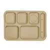 Thunder Group 10in x 14-1/2in Sand 6 Compartment Melamine Tray - 1dz - ML802S 