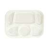 Thunder Group 13in x 9-1/2in White 6 Compartment Melamine Tray - 1dz - ML803W 