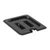 Thunder Group 1/6 Size Slotted Food Pan Cover with Built-In Handle - Black - PLPA7160CSBK 