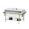 Thunder Group SLRCF0840 8qt Full Size Stainless Steel Chafer with Brass Trim 