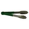 Thunder Group 12"L Stainless Steel Green Handle Utility Tongs - SLTG812G 