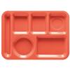 GET TL-152-RO Rio Orange 13.75in x 9.8in 6 Compartment Cafeteria Tray- 1dz 