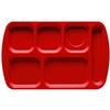 GET Red Plastic 15.5in x 9.8in 6-Compartment School Tray - 1dz - TR-151-R 