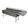 GSW USA SH24243R 16 Gauge 3 Compartment 24inx24inx14in Stainless Steel Sink 