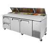 Turbo Air 93in Commercial Pizza Prep Table 12 Pans 2 Cooler Drawers - TPR-93SD-D2-N 