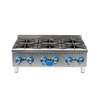 Globe 36in Natural Gas Hot Plate with 6 Burners & Manual Controls - GHP36G 
