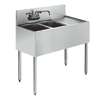 Krowne Metal 19"D Stainless Underbar Sink 2 Compartment with 12in Drainboard - KR19-32 
