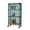 Focus Foodservice 24inx36inx63in Two-Shelf Green Epoxy Mobile Security Cage - FMSEC2436GN 