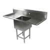 John Boos 1 Compartment Sink 18in x 24in x 14in Bowl Two 24in Drainboards - 1B18244-2D24-X 