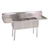 John Boos 3 Compartment Sink 24in x 24in x 14in Bowls Two 24in Drainboards - E3S8-24-14T24 