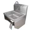 John Boos 14inx10inx5in Hand Sink with Knee Valves & Faucet 1 Hole - PBHS-W-1410-KV2MB-X 