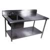 John Boos 72in Stainless Prep Table with 2 Sinks, Drawer, & Cutting Board - EPT6R10-DL2B-72*-X 
