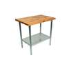 John Boos 72inx30in Wood Top Work Table 1.5in Thick Galvanized Undershelf - JNS11-X 