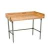 John Boos 60in x 30in Wood Top Work Table 4in Risers Galvanized Bracing - DNB08-X 