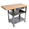 John Boos 40in Mobile Butcher Block Cart with 2 Shelves and 10in Leaf Drop - CUCE40 