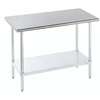 Advance Tabco 36in x 24in stainless steel Work Table 16 Gauge with Galvanized Undershelf - ELAG-243-X 