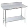 Advance Tabco 96in x 30in Work Table 16 Gauge stainless steel 5in Riser Galvanized Shelf - KLAG-308-X 