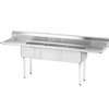 Advance Tabco FE-3-1416-12RL-X 3 Compartment Sink 14inx16in Bowl 18 Gauge Two 12in Drainboards 