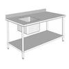 GSW USA WT-PS3072L 72in x 30in 16 Gauge Stainless Steel Work Table with Left Sink 