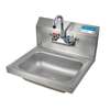 BK Resources Wall Mount stainless steel Hand Sink 14inx10inx5in Bowl with Drain & Faucet - BKHS-W-1410-P-G 