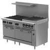 Vulcan 60in Nat. Gas 6 Burner Range 24in Charbroiler with 2 Std Ovens - 60SS-6B24CBN 