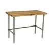 John Boos 72inx24in Wood Top Work Table 1-3/4in Flat Top Galvanized Legs - HNB04 