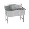 BK Resources 53"W Three Compartment stainless steel Sink with stainless steel Legs - BKS-3-1620-12S 