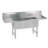 BK Resources (3) 18inx24inx14in Deep Compartment Sink 24in Drainboard L & R - BKS-3-1824-14-24TS 