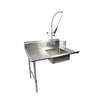 BK Resources 26in Soiled Straight Dishtable Left Side with Pre-Rinse Faucet - BKSDT-26-L-SS-P-G 