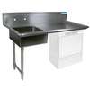 BK Resources 60in Undercounter Soiled Dishtable Left Side with stainless steel Legs - BKUCDT-60-L-SS 