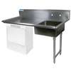 BK Resources 60in Undercounter Soiled Dishtable Right Side with stainless steel Legs - BKUCDT-60-R-SS 