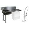 BK Resources 50in Undercounter Soiled Dishtable Left with Pre-Rinse Faucet - BKUCDT-50-L-SS-P-G 