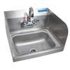 BK Resources Wall Mount Hand Sink 14inx10in Bowl with Side Splash & Faucet - BKHS-W-1410-SS-P-G 