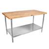 John Boos 96inx30in Work Table 1-3/4in Maple Top Galvanized Legs - HNS13 