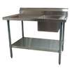 BK Resources 60inx 30in Prep Table with 18G stainless steel Right Sink and 6in Backsplash - BKMPT-3060S-R-P-G 