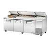 True stainless steel Pizza Prep Cooler 30.9cuft with Three Doors - TPP-AT-93-HC 