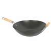 Thunder Group 14in Non-Stick Carbon Steel Flat Bottom Wok with Wood Handle - TF002 