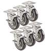 Krowne Metal 3in Ultra Low Profile Casters with Brakes - Set of 6 - BC-135 