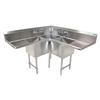 BK Resources BKCS-3-18-14-24T 63"W x 23-1/2"D Three Compartment Corner Sink 