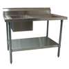 BK Resources 60"Wx30"D Stainless Steel Prep Table with Left Side Sink - BKMPT-3060G-L 