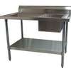 BK Resources 72"Wx30"D Stainless Steel Prep Table with Right Side Sink - BKMPT-3072G-R 