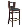 H&D Commercial Seating Square Hole Wooden Barstool with Black Vinyl Seat - Walnut - 8221B-D-07 