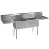 BK Resources Two Compartment Sink 18 x 18 x 12 with Two Drainboards NSF - BKS-2-18-12-18TS 