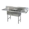 BK Resources BKS6-2-1620-14-18TS 71inx25.5in Two Compartment 16 Gauge Stainless Steel Sink 