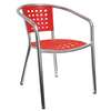 H&D Commercial Seating Stackable Aluminum Patio Chair with Red Polyproylene Seat - 7069RD 